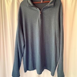Van Heusen Flex Men's Dark Green Long Sleeve 3/4 Zip Cotton/Poly Sweater - XL M